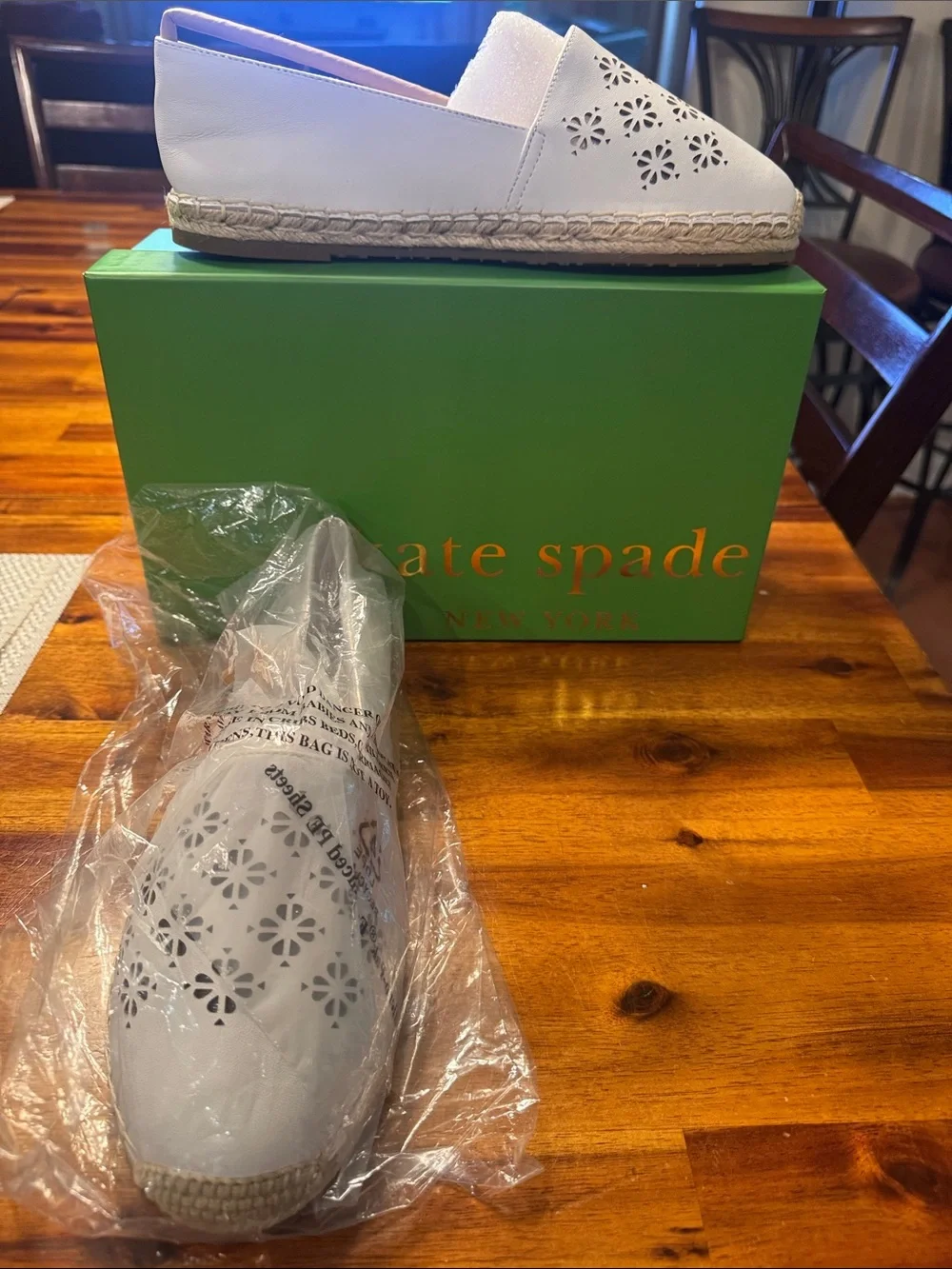 kate spade White Laser-Cut Espadrille Slip-On women Shoes